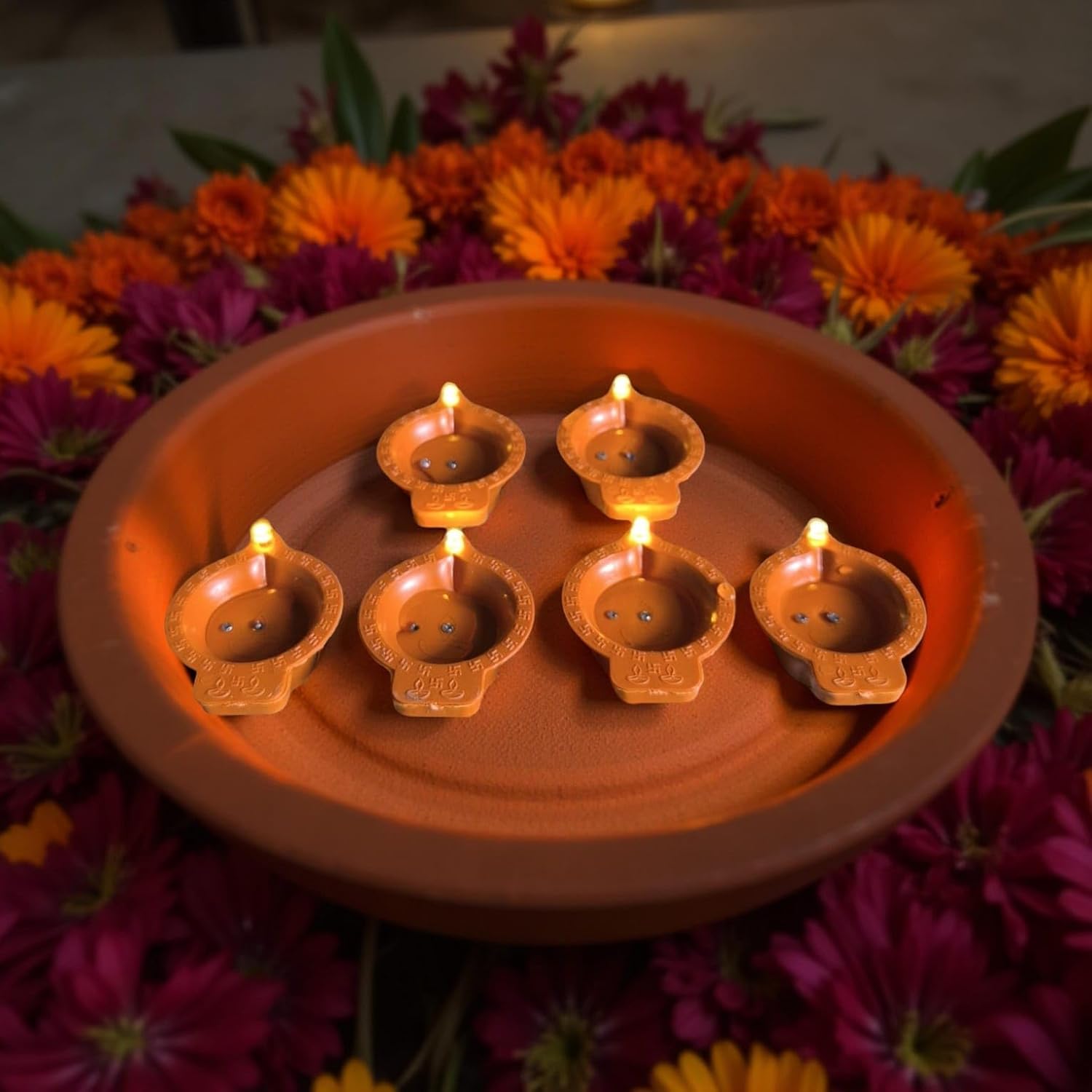 LED Floating Water Sensor Diyas – Waterproof Decorative Lights for Diwali, Home, Office, Pooja, Rangoli, Wedding & Party Decor | Reusable Floating Lamps for Festive Decoration (Pack of 12)