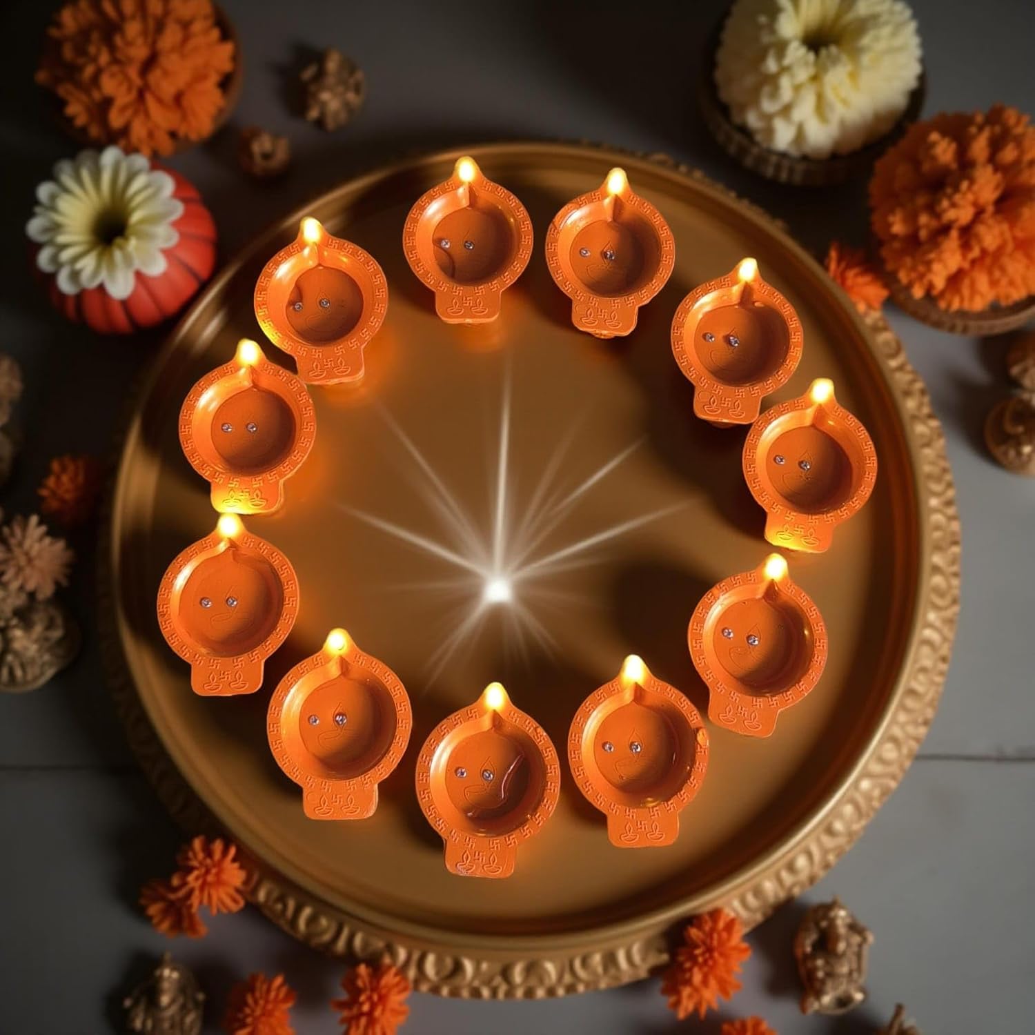 LED Floating Water Sensor Diyas – Waterproof Decorative Lights for Diwali, Home, Office, Pooja, Rangoli, Wedding & Party Decor | Reusable Floating Lamps for Festive Decoration (Pack of 12)